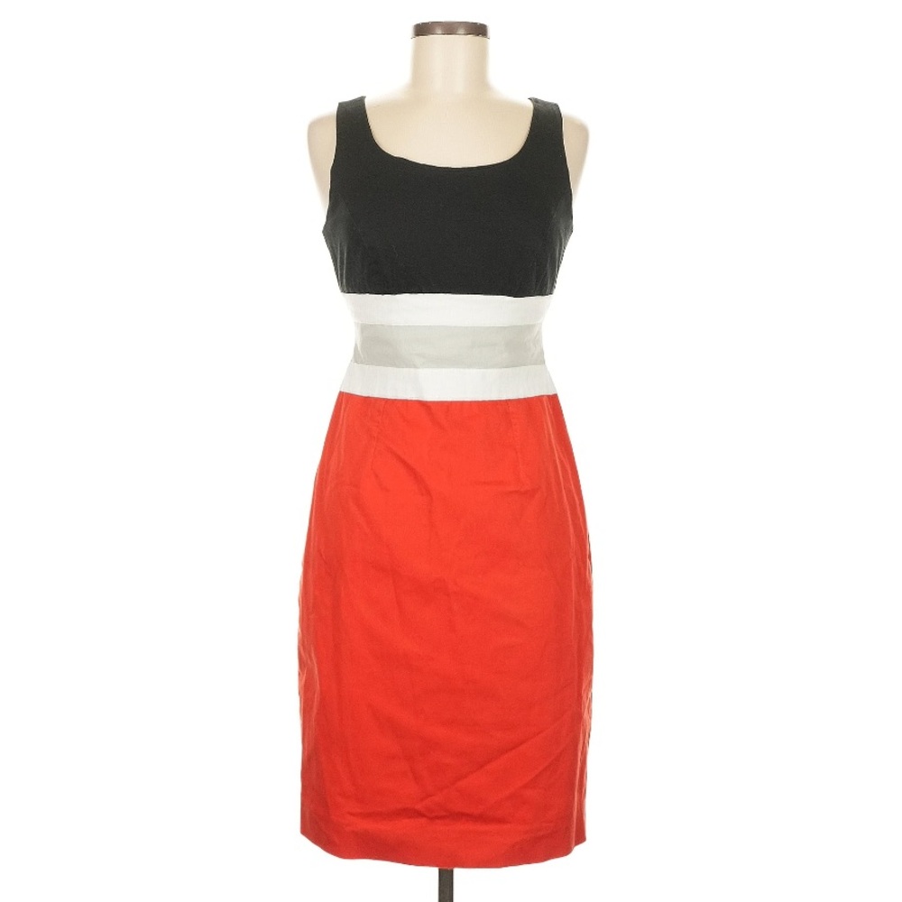 CAROLINA HERRERA DRESS SILK LINED COLOR BLOCK RED BLACK EUC SZ 6